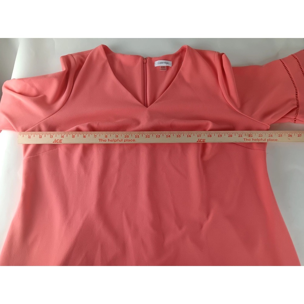 Calvin Klein Womens Shift Dress Coral Midi Vneck Stretch Lined Casual sz 20W/2X - Picture 9 of 12